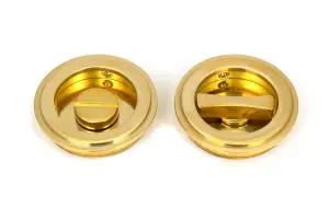 From The Anvil Polished Brass 60mm Art Deco Round Pull - Privacy Set