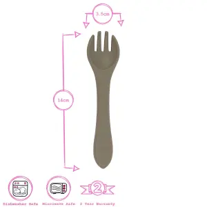 Tiny Dining - Baby Silicone Weaning Fork - Silver Sage