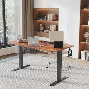 Hieronymus Electric Height Adjustable T-Shape Standing Desk Walnut / Black / 122 x 140 x 60 cm