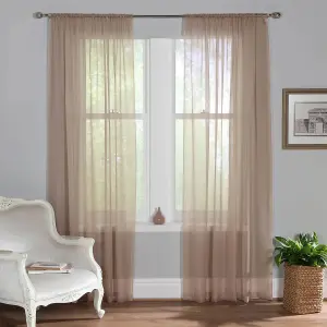 Home Curtains Voile Slot Top Panels 59w x 81d" (149x206cm) Latte (PAIR)