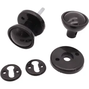 Black Rim Mortice Knob Plastic 50mm