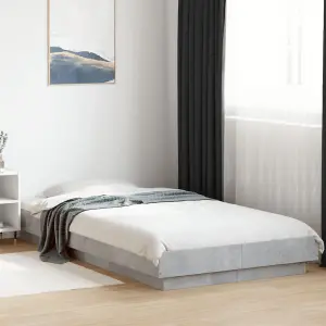 Berkfield Bed Frame with LED Lights without Mattress Concrete Grey 90x200cm