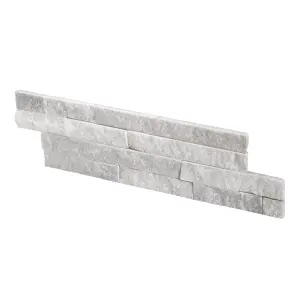 Stegu Splitface White Semi-gloss Patterned Textured Natural stone Indoor Wall Tile, Pack of 12, (L)400mm (W)100mm