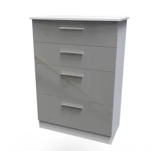 Harrow 4 Drawer Deep Chest in Grey Gloss (Ready Assembled)