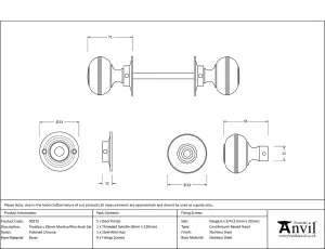 From The Anvil Polished Chrome 63mm Prestbury Mortice/Rim Knob Set