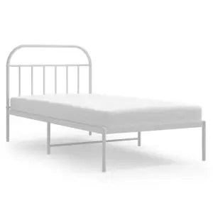 Berkfield Metal Bed Frame with Headboard White 100x190 cm