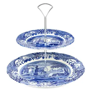 Blue Italian 2-Tier Cake Stand