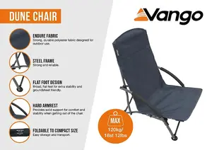 Vango Dune Hard Armed Chair - Granite GREY