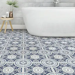 Floor Pops Ezra Blue Self Adhesive Vinyl Floor Tiles Pack of 10 (0.93sqm)