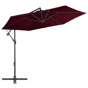 Berkfield Cantilever Umbrella with Aluminium Pole Bordeaux Red 300 cm