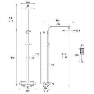 Bristan Noctis Matt Black Rear fed Thermostatic Mixer Multi head shower