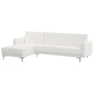 Corner Sofa ABERDEEN White Faux Leather Right Hand