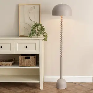 ValueLights Clement Grey Pebble Abstract Floor Lamp with Dome Lampshade Living Room Hallway Light