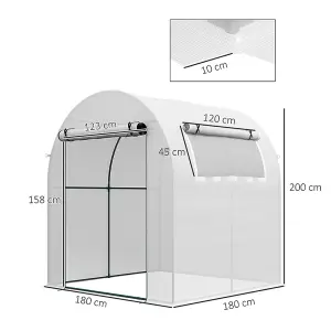 Outsunny Walk in Polytunnel Greenhouse with Roll-up Window and Door, White