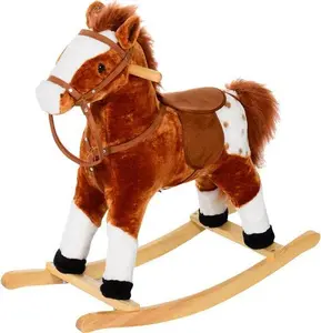 Jouet Kids Plush Rocking Horse With Sound - Brown | Robert Dyas