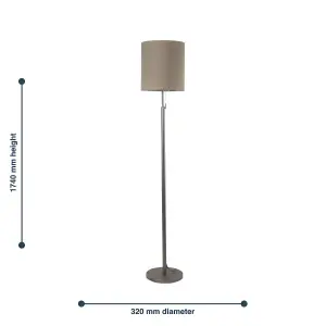 First Choice Lighting Verta Pewter Floor Lamp with Matching Silk Shade