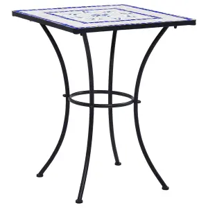 Berkfield Mosaic Bistro Table Blue and White 60 cm Ceramic