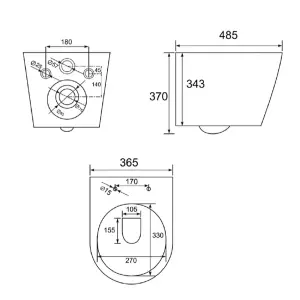 Wall Hung Toilet Pan Round with VIVA Slim Concealed Cistern Frame 1.14-1.35m & Square Gloss white Flush Plate