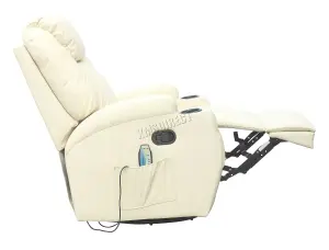 WestWood Bonded Leather Massage Sofa Swivel Chair Cinema Recliner Heating Function Beige