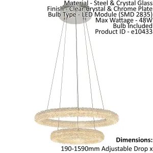 Ceiling Pendant Light Clear Crystal & Chrome Plate 48W LED Bulb Included