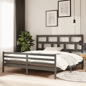 Berkfield Bed Frame Grey Solid Wood Pine 200x200 cm