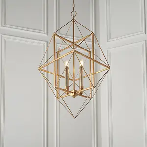 Luminosa Pescara 4 Light Ceiling Pendant Antique Gold & Silver Leaf