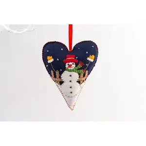 Large Snowman Heart - Christmas Tree Holiday Shaped Ornament