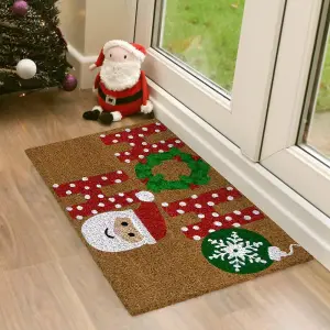 MantraRaj Festive Christmas Latex Backed Coir Doormat 40x58cm Christmas Decorative Santa Carpet Door Mat