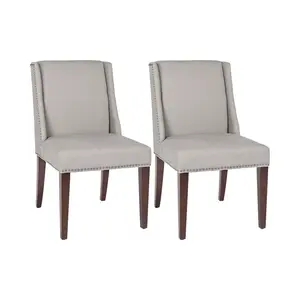 Philllip Solid Birch Upholstered Dining Chair (Set of 2) Taupe