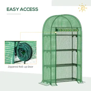 Outsunny 80 x 49 x 160cm Mini Greenhouse Portable Green House with Shelf Green