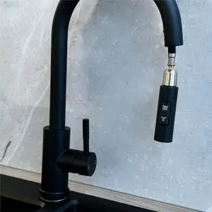 Liquida CT453MB Single Lever Pull Out Mono Mixer Black Kitchen Mixer Tap