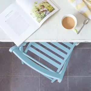 Harbour Housewares - Beech Folding Chair - Denim Blue