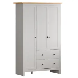 Vida Designs Arlington White 3 Door 2 Drawer Wardrobe (H)1800mm (W)1090mm (D)520mm