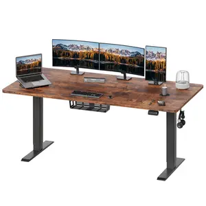 Hieronymus Electric Height Adjustable T-Shape Standing Desk Walnut / White / 122 x 180 x 80 cm