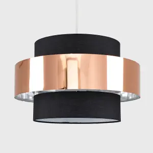 ValueLights Matildo Black Ceiling Pendant Shade and B22 GLS LED 6W Warm White 3000K Bulb