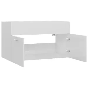 Berkfield Sink Cabinet High Gloss White 80x38.5x46 cm Engineered Wood