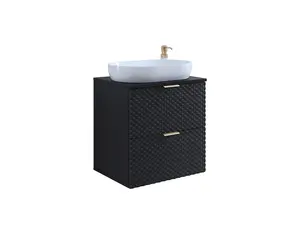 Laura 47 Floating Vanity Unit H630mm W600mm D490mm - Black Gloss Finish