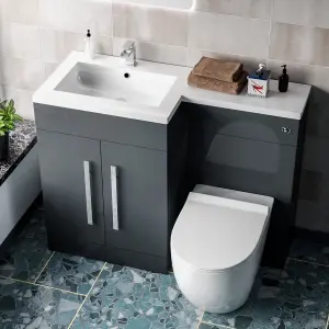 Nes Home 1100mm LH Freestanding Grey Vanity with BTW Toilet, WC & Basin