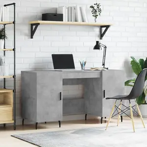 Berkfield Desk Concrete Grey 140x50x75 cm Engineered Wood