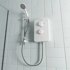 Gainsborough Slim Duo Gloss Polar White Electric Shower, 8.5W