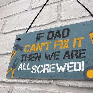 Red Ocean Dad Fix It Man Cave Sign Garage Shed Door Wall Plaque Birthday Xmas Gifts For Dad Daddy