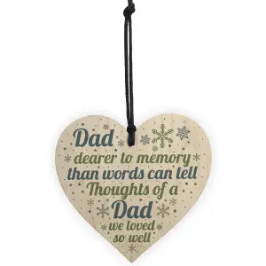 Red Ocean Memorial Christmas Tree Bauble DAD Grave Wooden Hanging Heart Decoration Sign