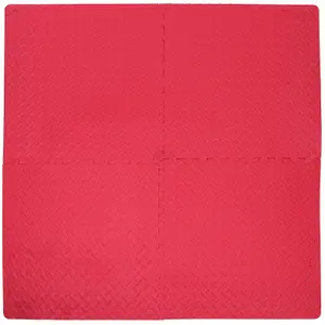 Interlocking Gym Yoga Mats in Red Anti-Fatigue EVA Soft Foam Exercise Play Floor Tiles