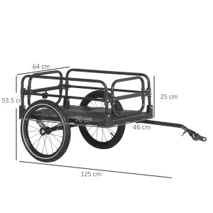 HOMCOM Bike Trailer Wagon Bicycle Cargo Trailer w/ Suspension, 2 Wheels, Black