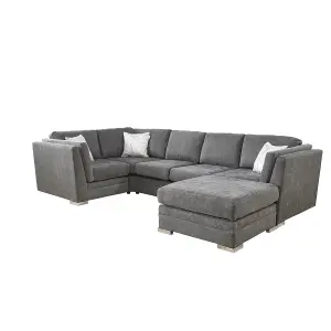 The Great British Sofa Company Charlotte 2&2 Seater Dark Grey Corner Sofa With Footstool