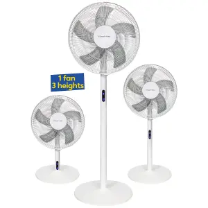 Russell Hobbs Pedestal Fan 3 in 1 White Electric Cooling with Remote RHMPF3IN1