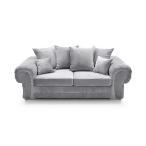 Verona Collection 3 Seater in Light Grey Crushed Chenille