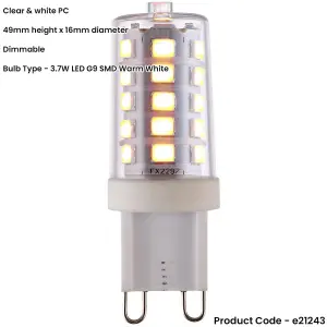 Clear & White 3.7W G9 SMD LED Light Bulb - Dimmable Warm White - 470lm 3000k