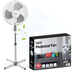 Pedestal Standing Fan - White 16"