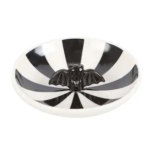 Something Different Striped Bat Trinket Dish White/Black (One Size)